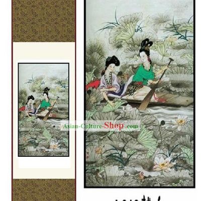Chinese Silk Lady Painting