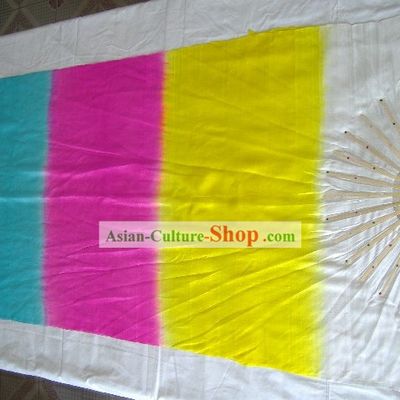 Professional Three Colours Chinese Long Silk Dance Fan