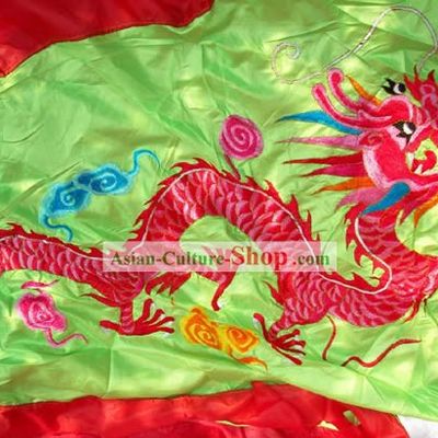 118 Inches Long Large Green Dragon Embroidery Chinese New Year Parade Flag