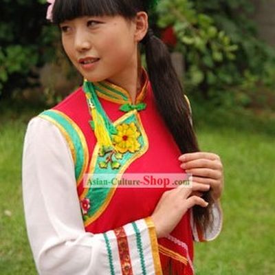 Chinese Dongxiang Minority Clothing and Hat Complete Set