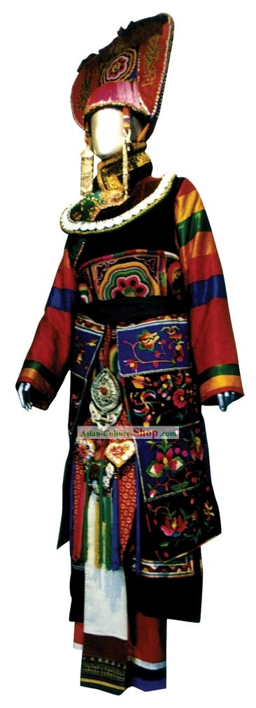 Chinese Soil Family Costume and Hat Complete Set Tu Minority