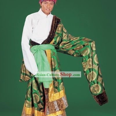 Chinese Traditional Tibetan Dress and Hat Complete Set for Men