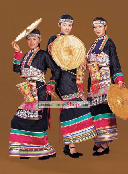 Chinese Traditional Dai Dance Costume Complete Set