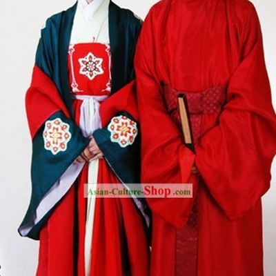 Chinese Ancient Costume Tang Dynasty Wedding Dresses 2 Complete Sets