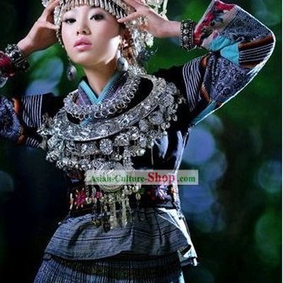 Traditional Miao Clothing and Crown Complete Set