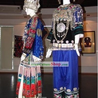 Traditional Miao Zu Costume 2 Complete Sets for Wedding
