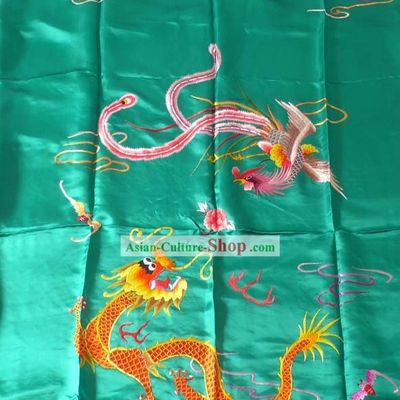 Chinese Hand Embroidery Silk Bedcover - Dragon and Phoenix