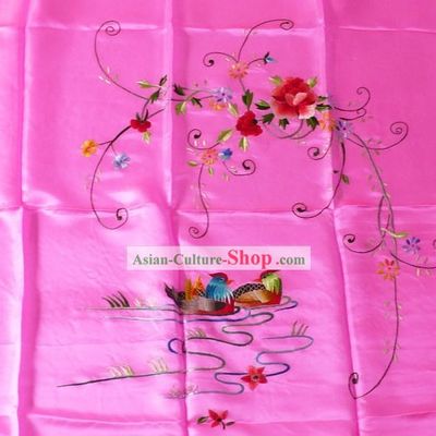 Chinese Hand Embroidery Silk Bedcover - Mandarin Ducks