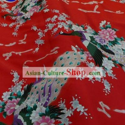 Chinese Traditional Peacock Pure Silk Fabric