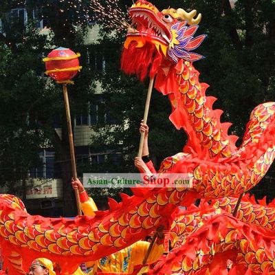 Happy Festival Celebration Dragon Dance Costumes Complete Set for Eight Adults