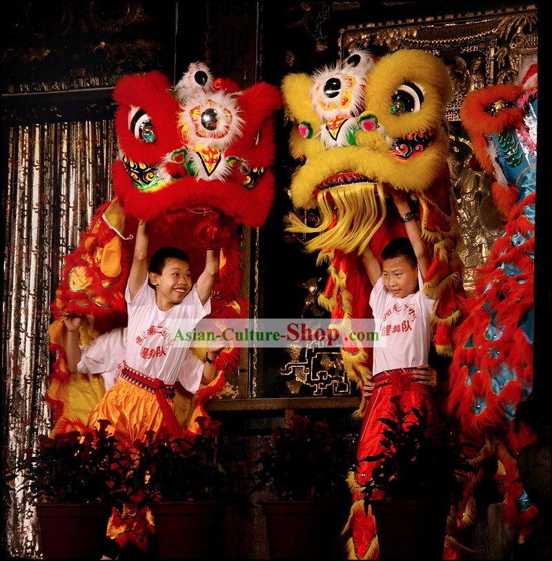 Traditional Handmade Long Wool Lion Dance Costumes Complete Set