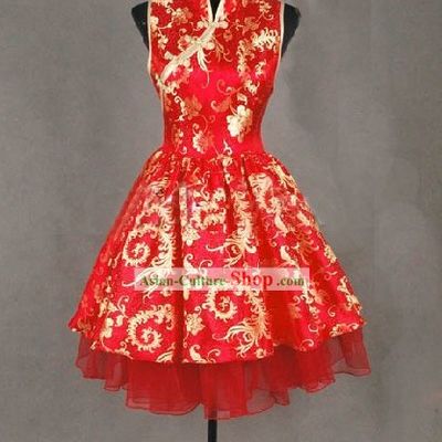 Traditional Mandarin Handmade Phoenix Tail Wedding Cheongsam Shirt