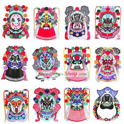 Large Chinese Traditional Handmade Opera Mask Papercut (12 pieces Symbolic Animals set)
