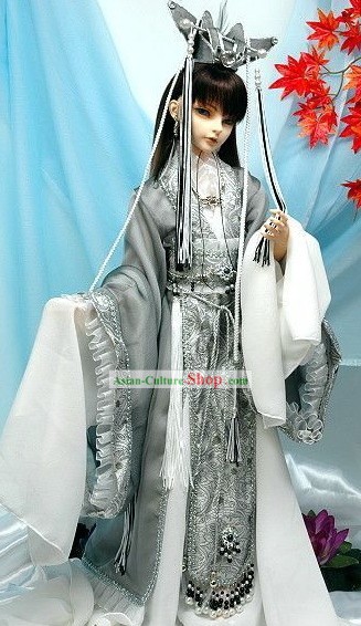 Chinese Ancient Chancellor Costumes and Hat Complete Set