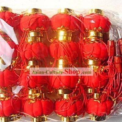 Traditional Chinese Lucky Red Lantern 16 Pieces Set Miniature Lanterns