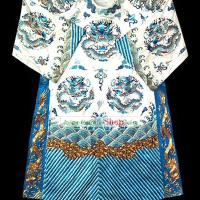 Chinese Gorgeous Ancient Embroidery Dragon Silk Robe for Men
