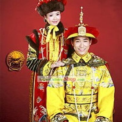 Chinese Traditional Emperor and Empress Costumes Complete 2 Sets