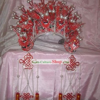 Supreme Chinese Classical Red Phoenix Crown for Bride