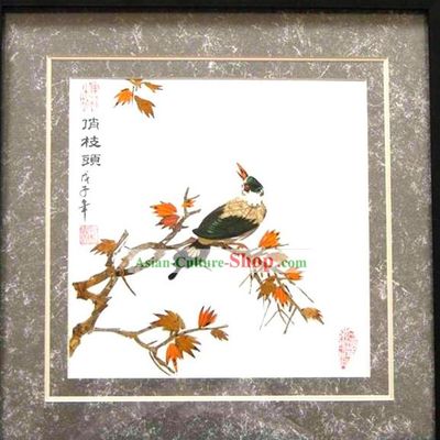 Handmade Real Butterfly Wings Painting - Bird and Tree