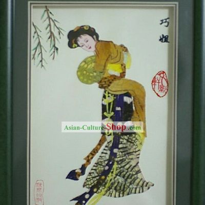 Handmade Real Butterfly Wings Painting - Beauty in Dream of the Red Chamber