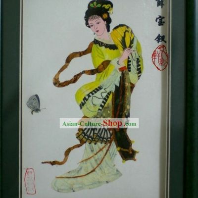 Handmade Real Butterfly Wings Painting - Xue Baochai in Dream of the Red Chamber