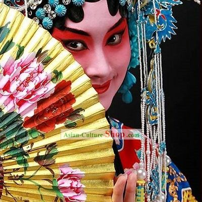 Traditional Chinese Handmade Peony Opera Fan