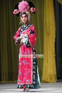 Traditional Beijing Opera Embroidered Red Cheongsam in Si Lang Tan Mu