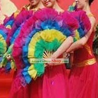 Chinese Traditional Handmade Large Flower Dance Fan