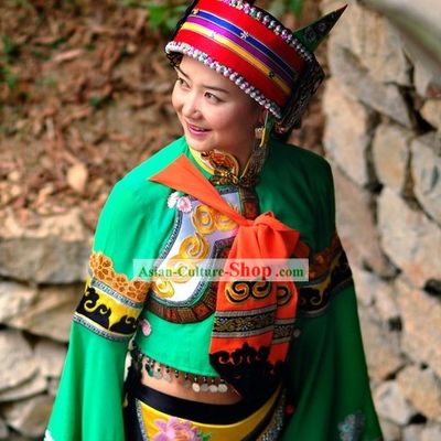 Chinese Traditional Minority A Shi Ma Clothing Complete Set