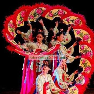 Traditional Peony Feather Dance Fan
