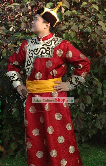 Chinese Traditional Mongolian Dance Costumes Complete Set Set for Men