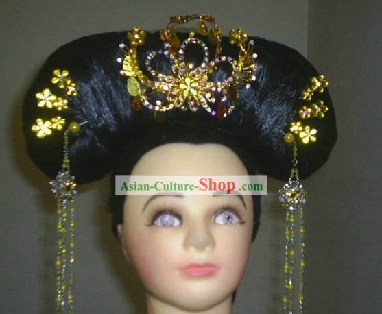 Qing Dynasty Hair Decoration and Wig Complete Set