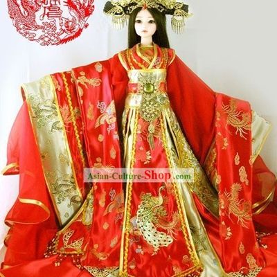 Supreme Chinese Ancient Empress Clothing and Hair Decoration Complete Set