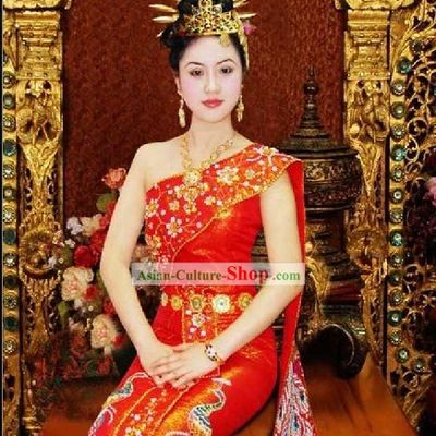 Stunning Traditional Thailand Dress and Hair Decoration Complete Set