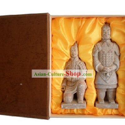 Chinese Xian Terra-cotta Figures Two Statues Set
