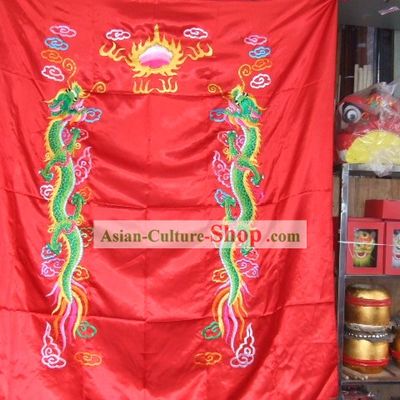 Chinese Classical Dragon Dance and Lion Dance Double Dragons Banner