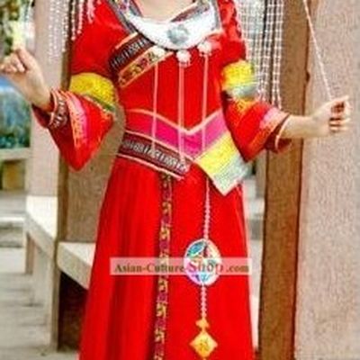 Chinese Traditional Minority Outfit and Hat Complete Set