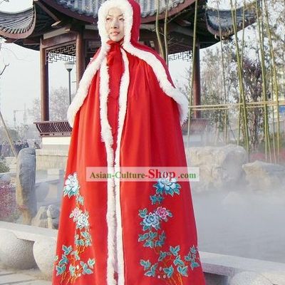 Chinese Classic Lucky Red Long Tail Cape for Women