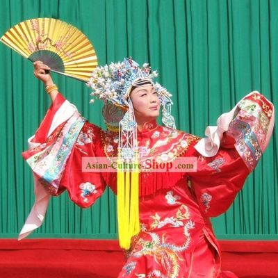 Chinese Classical Beijing Opera Costumes and Phoenix Crown Complete Set