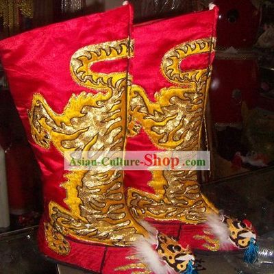 Chinese Classical Embroidered Tiger Boots for Men
