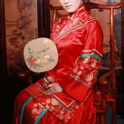 Chinese Ancient Lucky Red Wedding Dress Complete Set for Bride