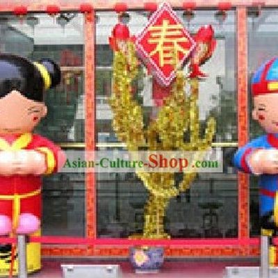 Chinese Festival Celebration Large Inflatable Boy and Girl 2 Sets