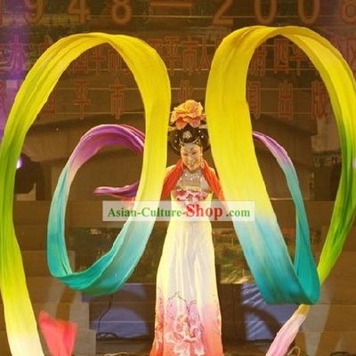 473 Inches Length Silk Colour Stripe Ribbon China Dance Props