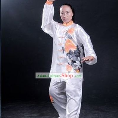 Chinese Professional Martial Arts Original Painting Silk Uniform Complete Set