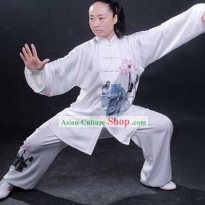 Professional Martial Arts Original Lotus Painting Silk Uniform Complete Set