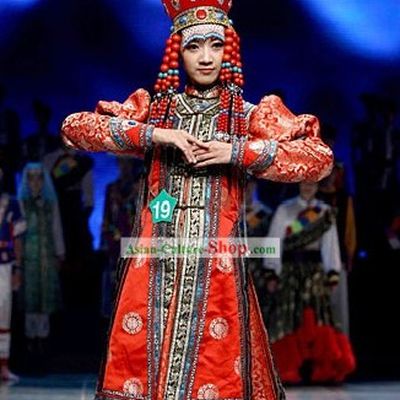 Chinese Traditional Mongolian Costume Complete Set
