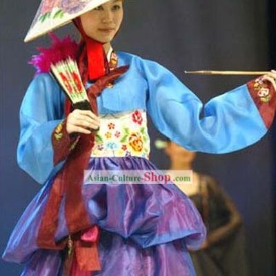 Traditional Korean Dance Costume and Fan Set