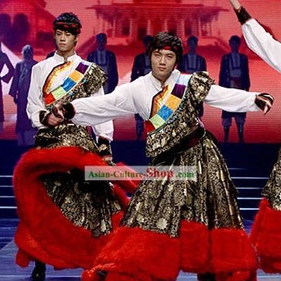 Chinese Traditional Tibetan Dance Costumes Complete Set