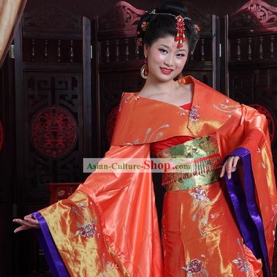 Chinese Tang Empress Clothing and Hair Accessories Complete Set