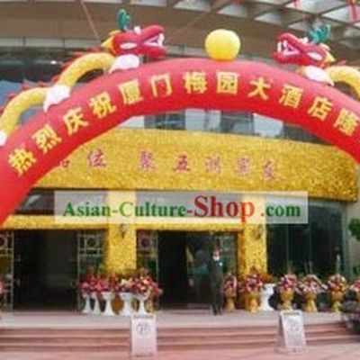 472 Inch Length Large Chinese Inflatable Dragons Playing Ball Archway